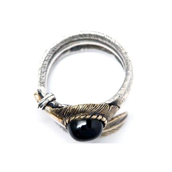 インディアンジュエリー リング フェザー 羽 天然石 ブラックスター ゴールド シルバー925 メンズ | Indian Jewelry | 04