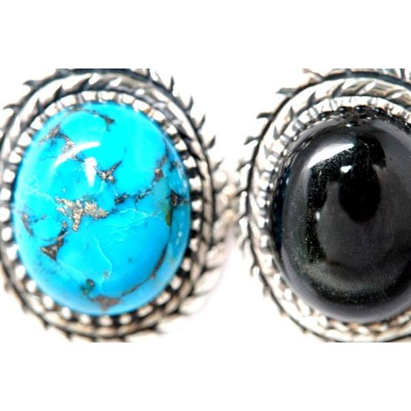 インディアンジュエリー ペンダント ネックレス 天然石 ターコイズ ブラックスター 縄目 メンズ レディース シルバー925 「青/黒」 | Indian Jewelry | 01