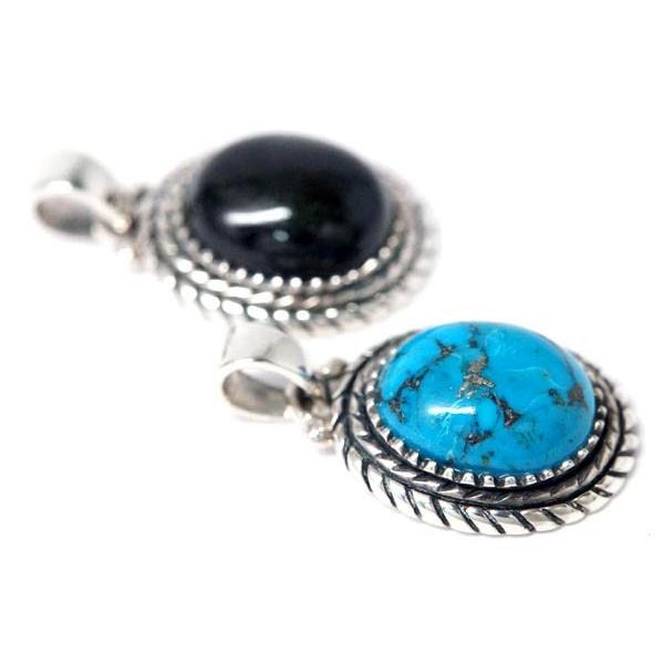 インディアンジュエリー ペンダント ネックレス 天然石 ターコイズ ブラックスター 縄目 メンズ レディース シルバー925 「青/黒」 | Indian Jewelry | 02