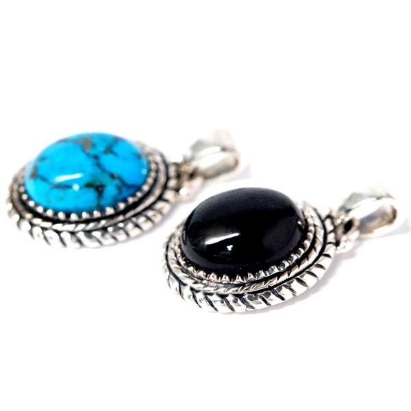 インディアンジュエリー ペンダント ネックレス 天然石 ターコイズ ブラックスター 縄目 メンズ レディース シルバー925 「青/黒」 | Indian Jewelry | 03