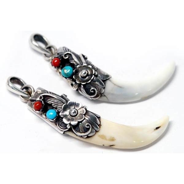 Indian Jewelry インディアンジュエリー ペンダント ネックレス 牙 牛