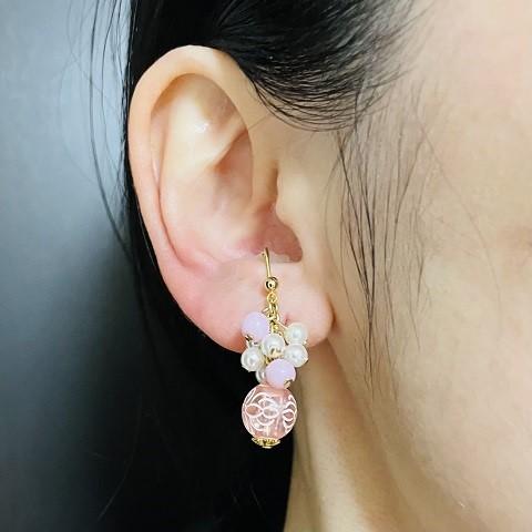 痛くないイヤリング 模様玉 かわいい キッズイヤリング 子供用 