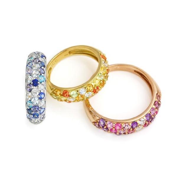 カラーストーン パヴェリングシリーズ 選べる3型 K18 マルチパヴェ