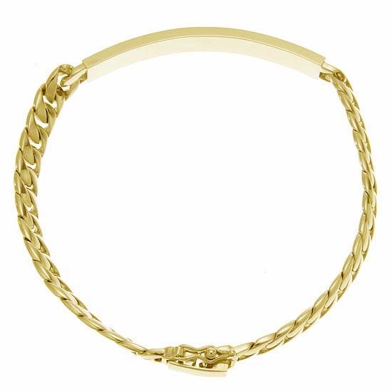 喜平 ブレスレット K18 メンズ 18金 ゴールド IDプレート 名入れ 長さ