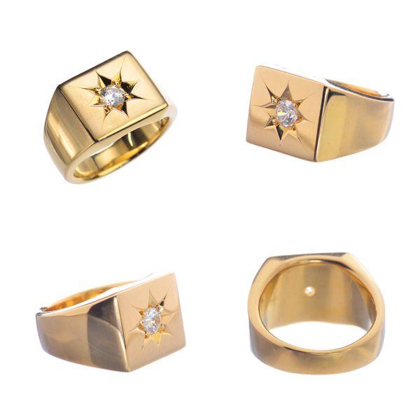 メンズ 指輪 24金 印台 リング 純金 K24 24K ゴールド ダイヤモンド 後