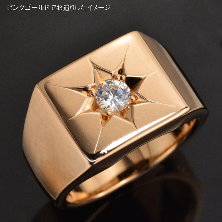 メンズ 指輪 24金 印台 リング 純金 K24 24K ゴールド ダイヤモンド 後