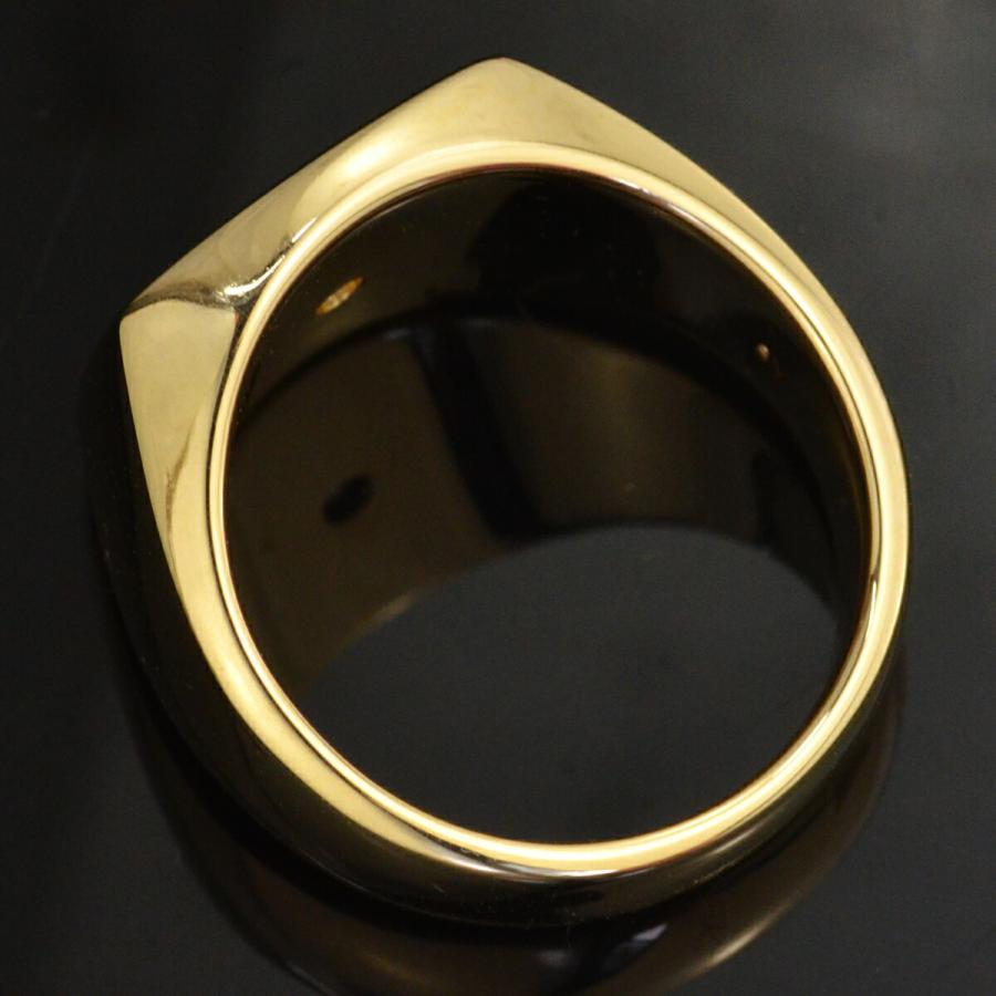 印台リング K18 18k メンズ 指輪 18金 ゴールド ダイヤモンド 後光留め