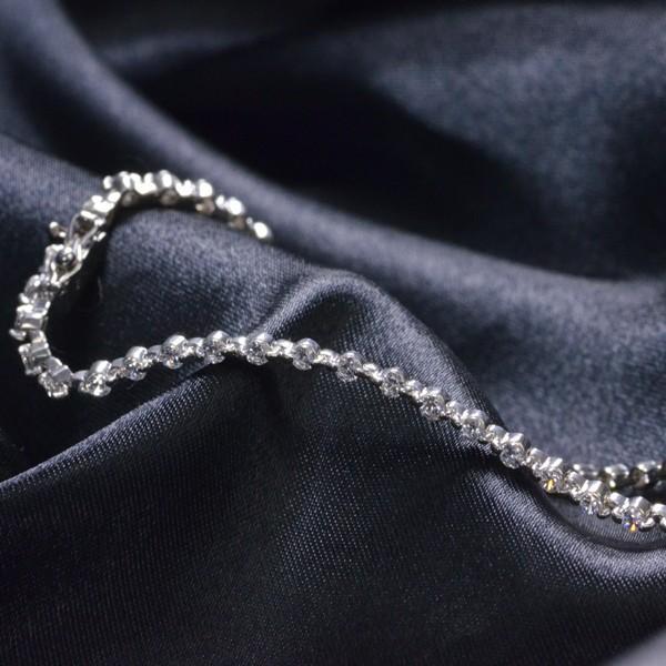 ダイヤモンド テニスブレスレット 2カラット プラチナ 2本爪 長