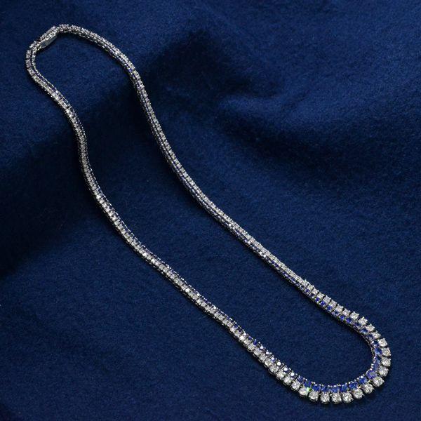 サファイア ダイヤモンド テニスネックレス プラチナ 2連 テニス