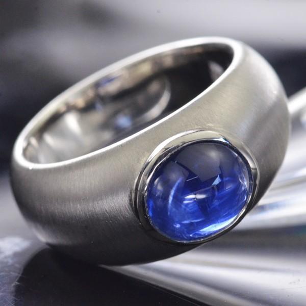 メンズリング プラチナ 指輪 サファイア Pt900 艶消し 地金 男性 幅広