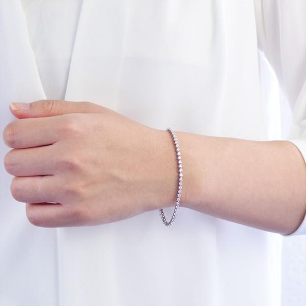 ホワイトゴールドK18WGメレダイアテニスブレスレット1ct 金 男女