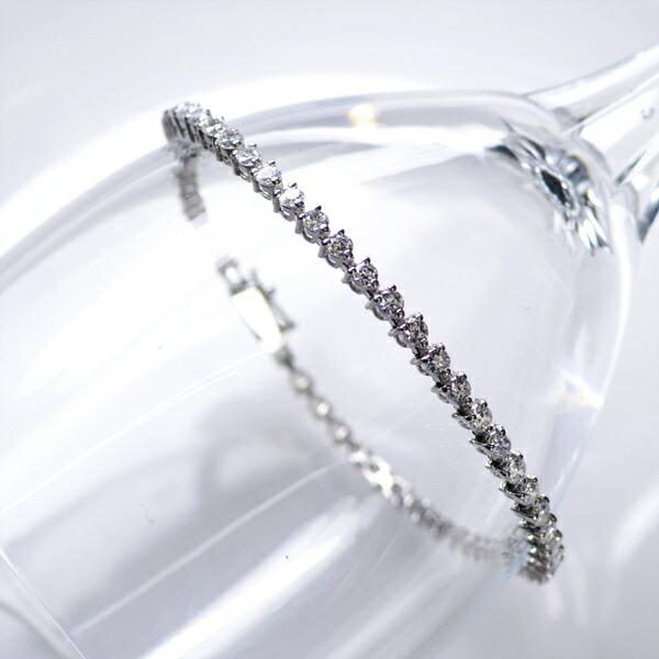 ダイヤモンド テニスブレスレット 3カラット 18金 k18 ホワイト