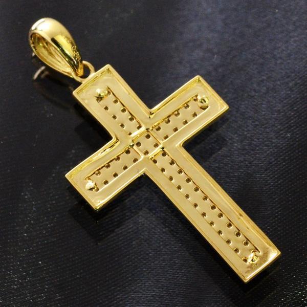 ペンダントトップ メンズ 18金 クロス ダイヤモンド K18 18K ゴールド 
