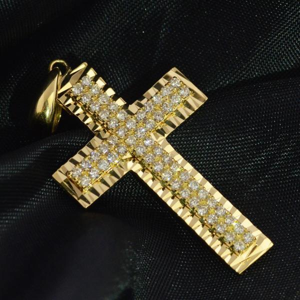 ペンダントトップ メンズ 18金 クロス ダイヤモンド K18 18K ゴールド 