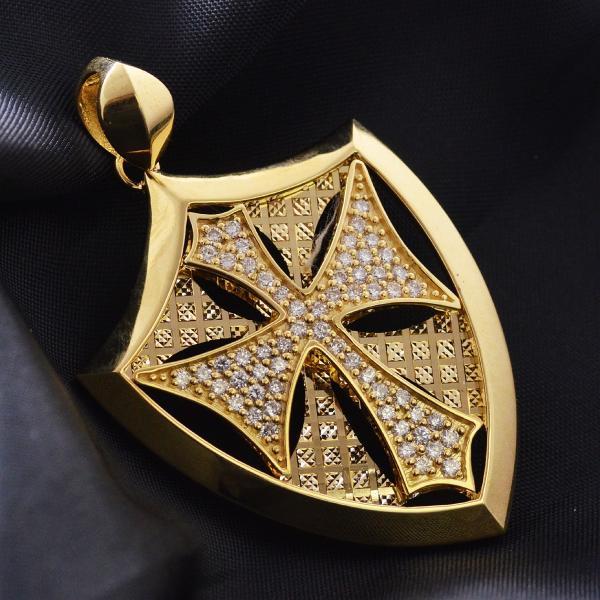 18金 ペンダントトップ メンズ K18 ゴールド ダイヤモンド クロス