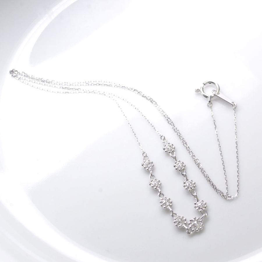 K18WG ローズカット ダイヤモンド 9石 ネックレス 爆買の画像