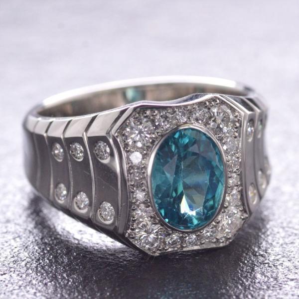 新春クーポン】プラチナ リング メンズ 指輪 ダイヤモンド ブルー