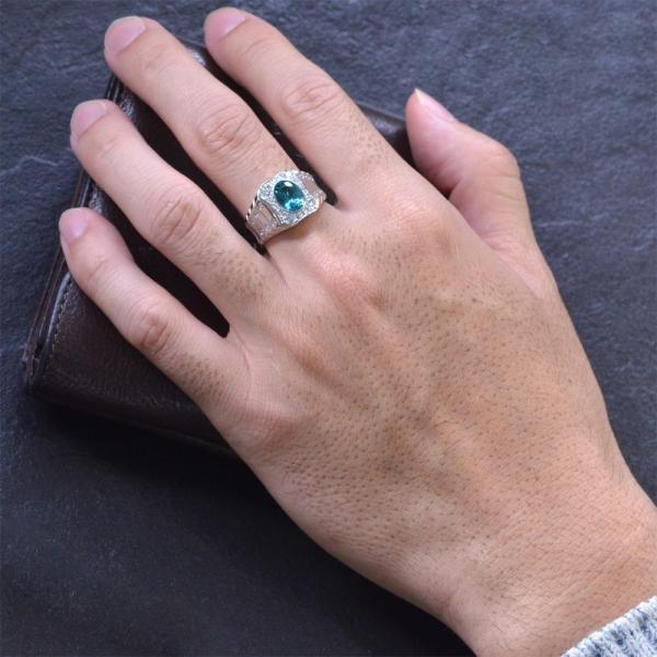 プラチナ リング メンズ 指輪 ダイヤモンド ブルージルコン