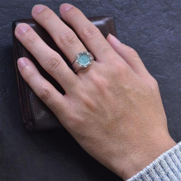 メンズリング プラチナ 指輪 パライバトルマリン ダイヤモンド Pt950