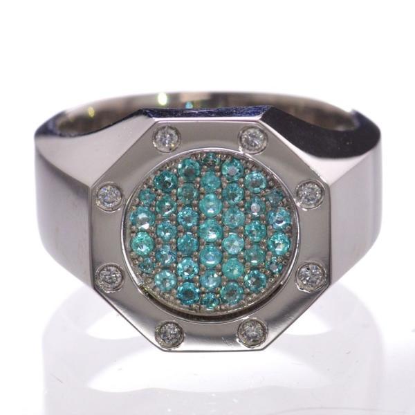 メンズリング プラチナ 指輪 パライバトルマリン ダイヤモンド Pt950