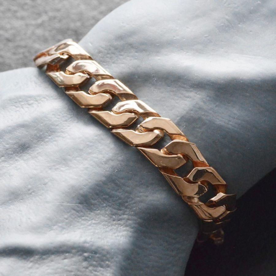 喜平 ブレスレット K18 18金 メンズ ピンクゴールド 20cm キヘイ 12mm