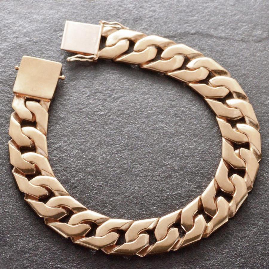 喜平 ブレスレット K18 18金 メンズ ピンクゴールド 20cm キヘイ 12mm