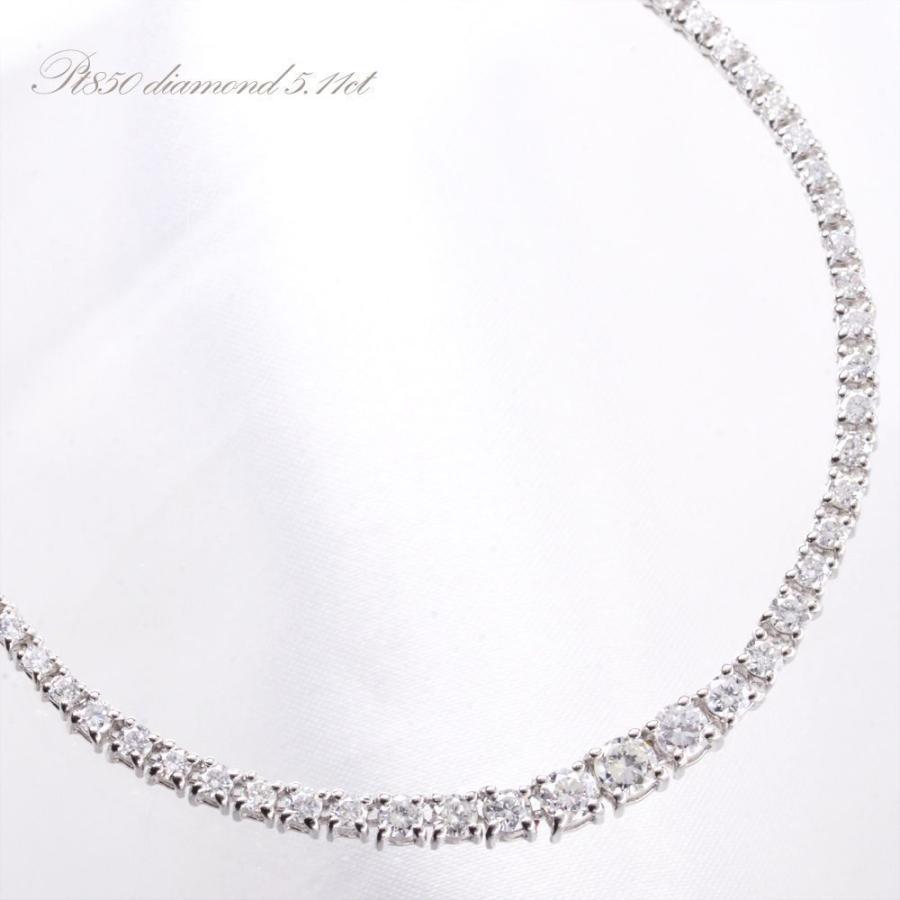ダイヤモンド テニスネックレス 5カラット プラチナネックレス Pt900 
