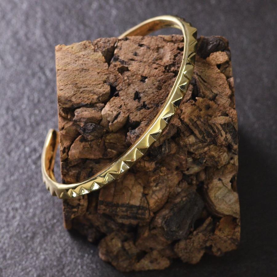 18金 バングル メンズ K18 鋲 ブレスレット ゴールド スタッズ