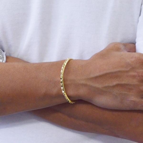 18金 バングル メンズ K18 鋲 ブレスレット ゴールド スタッズ 地金