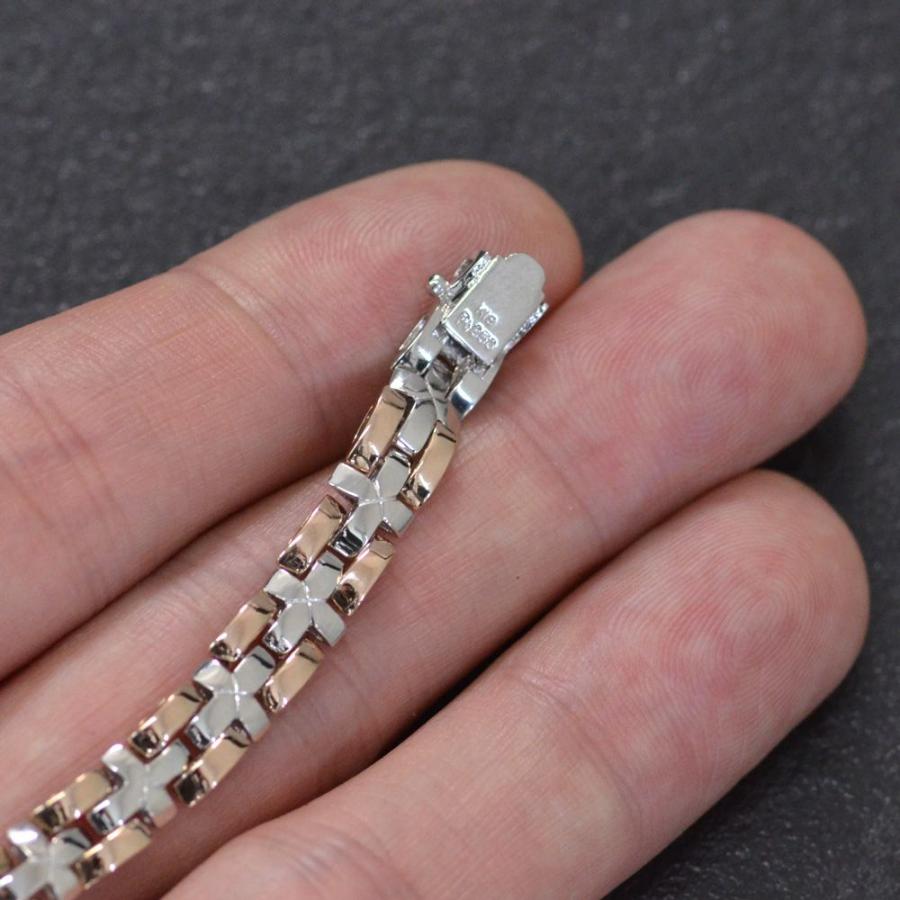 ブレスレット メンズ プラチナ 18金 18k k18 ピンクゴールド コンビ