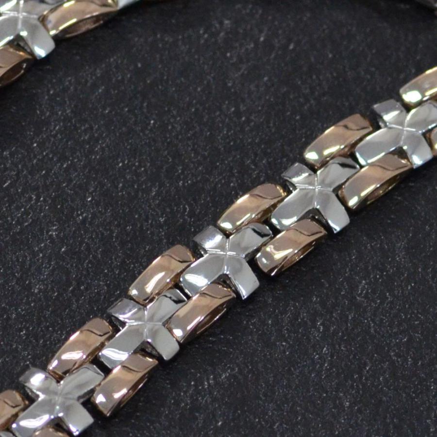 ブレスレット メンズ プラチナ 18金 18k k18 ピンクゴールド コンビ