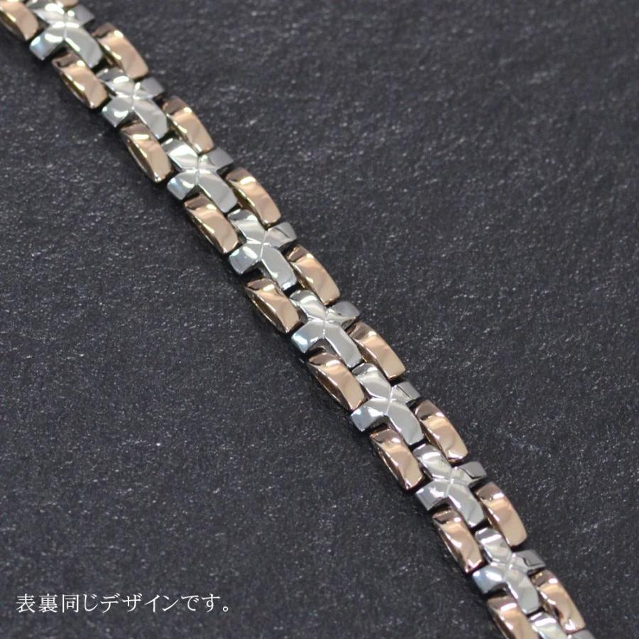 ブレスレット メンズ プラチナ 18金 18k k18 ピンクゴールド コンビ