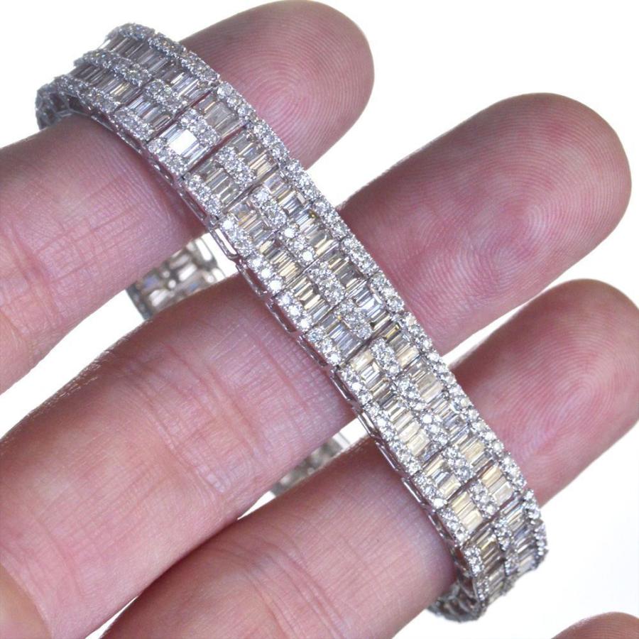 ブレスレット バゲットカットダイヤモンド 10カラット 18金 ホワイト