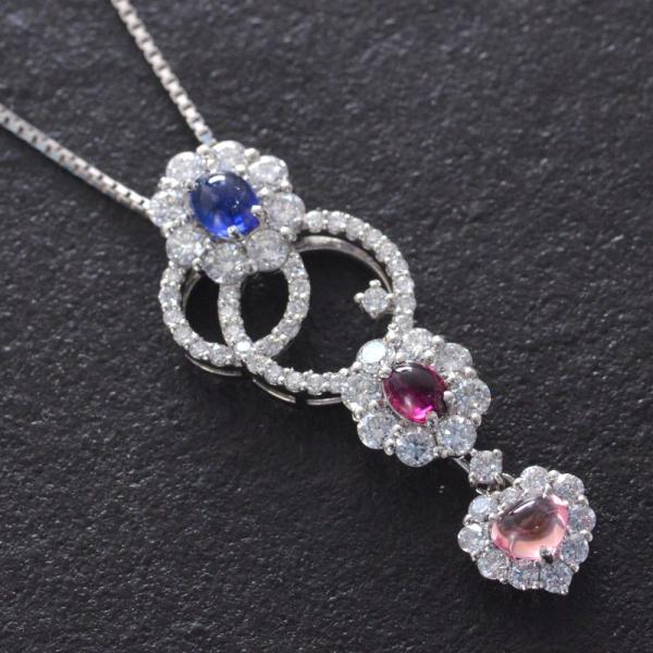 ルビー サファイア パパラチアサファイア ダイヤモンド ネックレス Pt950 プラチナ 非加熱 |  | 01