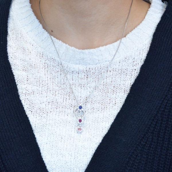 ルビー サファイア パパラチアサファイア ダイヤモンド ネックレス Pt950 プラチナ 非加熱 |  | 02