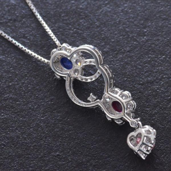 ルビー サファイア パパラチアサファイア ダイヤモンド ネックレス Pt950 プラチナ 非加熱 |  | 03