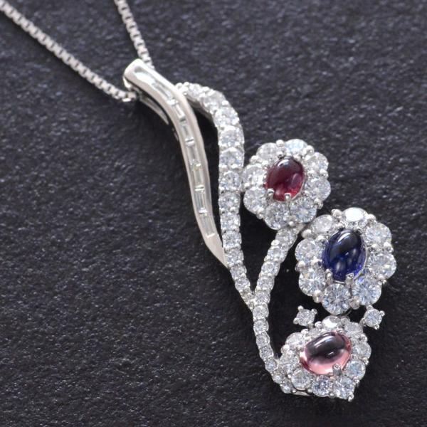 ルビー サファイア パパラチアサファイア ダイヤモンド ネックレス Pt950 プラチナ 非加熱 |  | 01