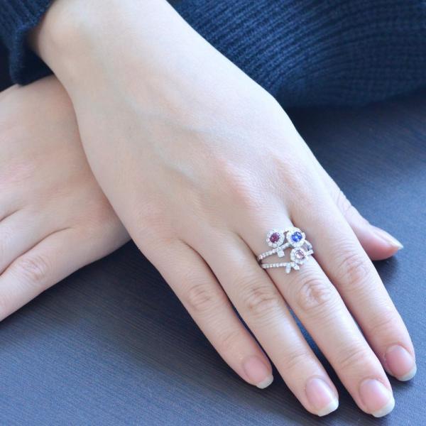 パパラチアサファイア リング 指輪 プラチナ Pt950 ロイヤルブルーサファイア ルビー ダイヤモンド カボション 非加熱 |  | 03