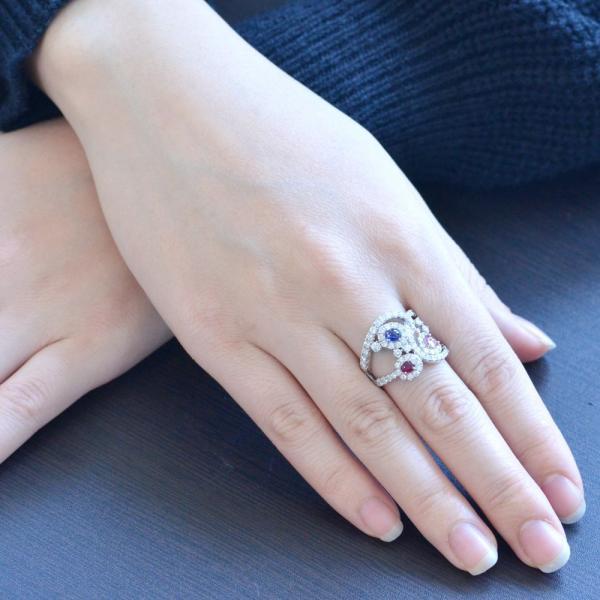 パパラチアサファイア リング 指輪 プラチナ Pt950 ロイヤルブルーサファイア ルビー ダイヤモンド カボション 非加熱 |  | 03