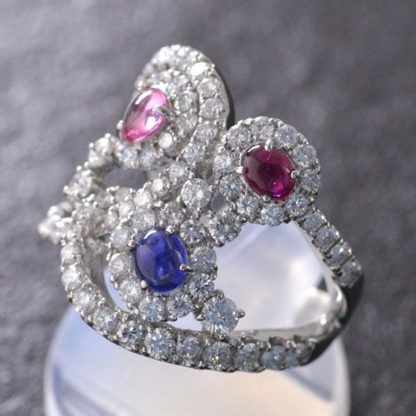 パパラチアサファイア リング 指輪 プラチナ Pt950 ロイヤルブルーサファイア ルビー ダイヤモンド カボション 非加熱 |  | 07