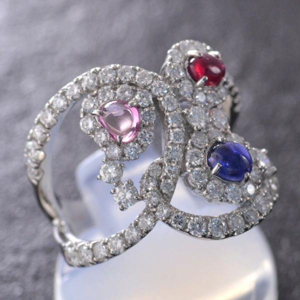 パパラチアサファイア リング 指輪 プラチナ Pt950 ロイヤルブルーサファイア ルビー ダイヤモンド カボション 非加熱 |  | 08