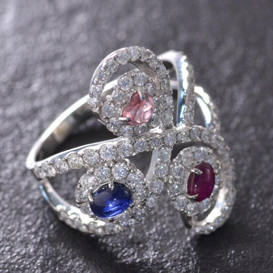 パパラチアサファイア リング 指輪 プラチナ Pt950 ロイヤルブルーサファイア ルビー ダイヤモンド カボション 非加熱 |  | 01