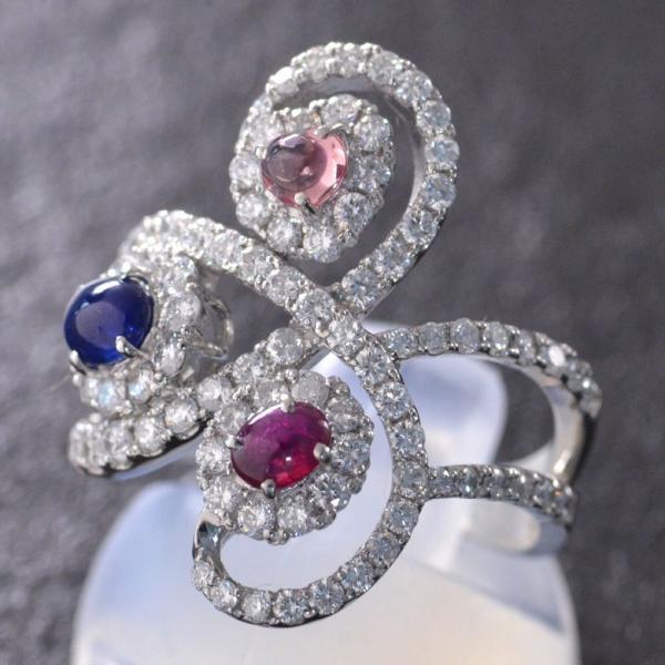 パパラチアサファイア リング 指輪 プラチナ Pt950 ロイヤルブルーサファイア ルビー ダイヤモンド カボション 非加熱 |  | 08