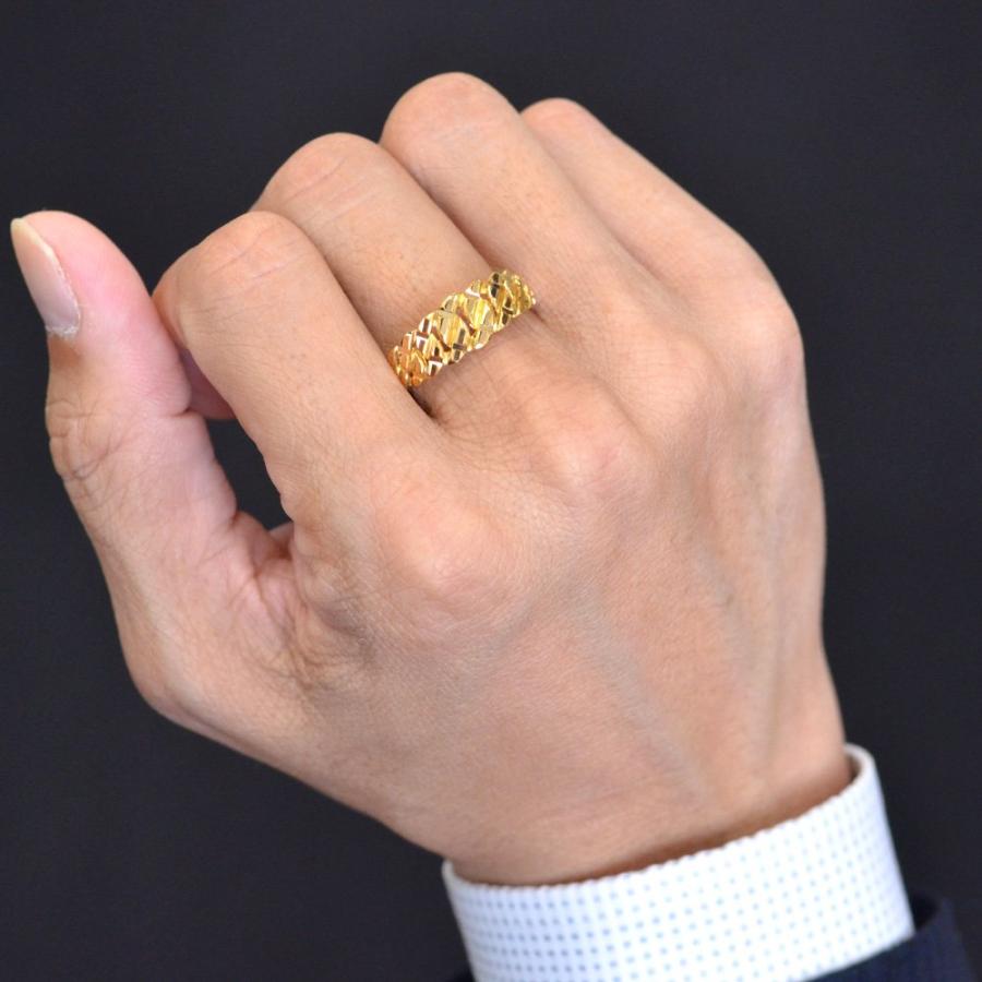 純金 喜平 リング K24 指輪 メンズ 8mm幅 男女兼用 幅広 ごつい 人気