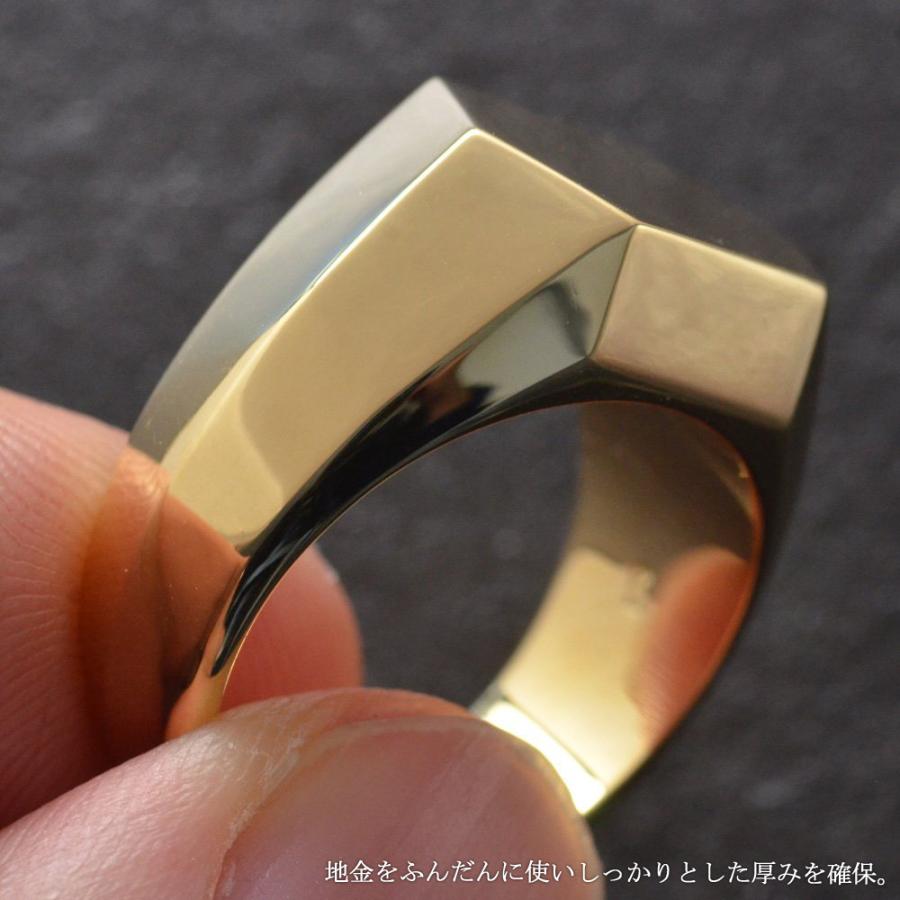 美品！ フルオーダー！手彫り K18 リング 印台 シグネット 印台リング K18 18k 指輪 18金 メンズゴールド 地金 裏抜き無し 男性