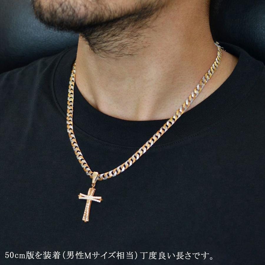 喜平 ネックレス 18金 K18 ピンクゴールド コンビ 50cm K18PG クロス ...