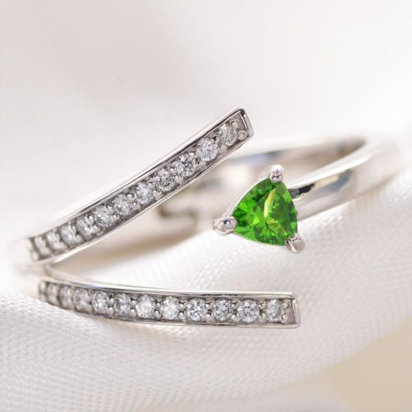 デマントイドガーネット ダイヤモンド フリーサイズ リング 指輪 プラチナ Pt900 中折れ式 トリリアント | 