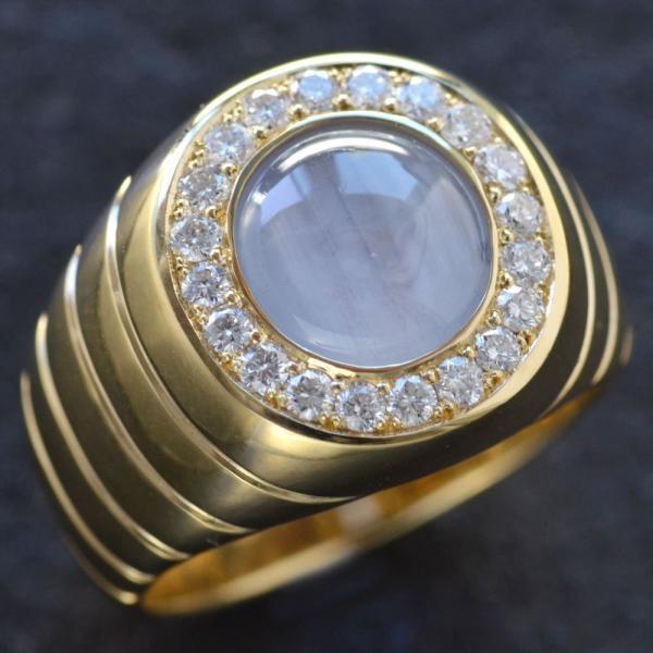 メンズリング 18金 指輪 K18 ゴールド スターサファイア ダイヤモンド