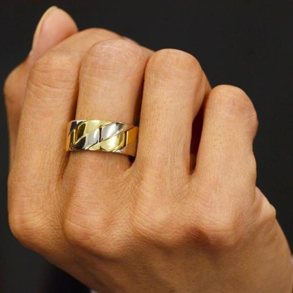 喜平リング 18金 指輪 メンズ K18 18k ゴールド プラチナ コンビ 地金
