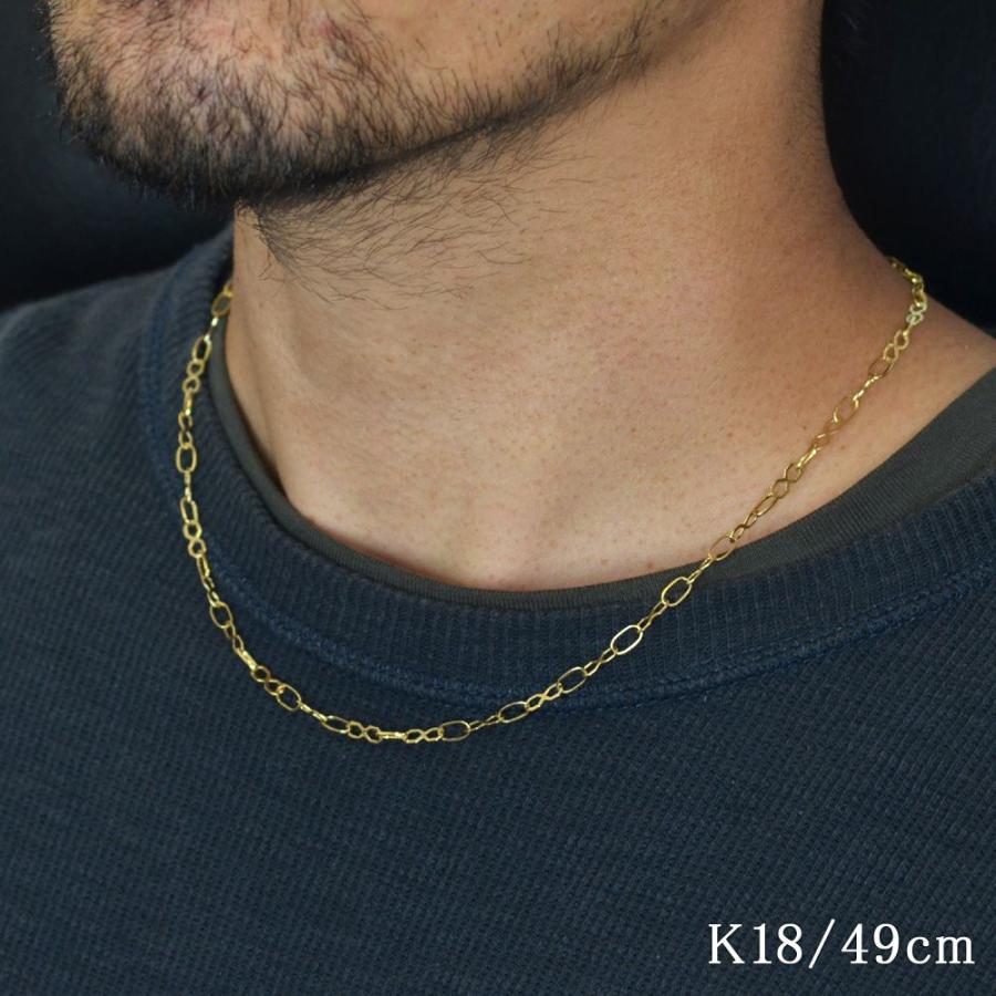 メンズネックレス 18金 ネックレス チェーン 49cm K18 ゴールド 地金